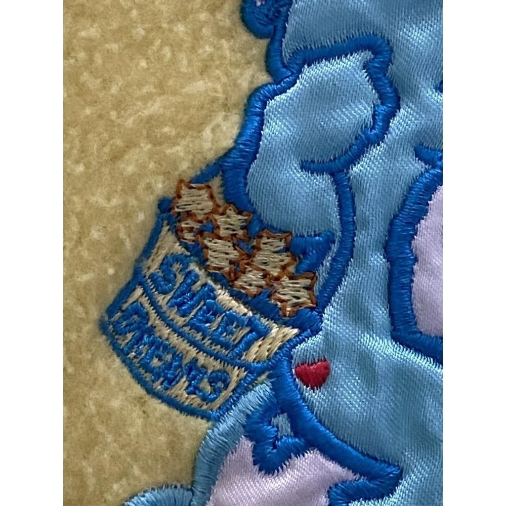 Vintage Care Bears Fleece Baby Blanket Bedtime Bear Sweet Dreams Yellow Blue EUC
